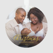 私たちの初めてのクリスマスとしてママとパパゴールドフォイル オーナメント (裏面)