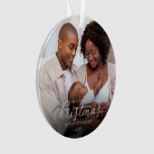 私たちの初めてのクリスマスとしてママとパパシルバーフォイル オーナメント (正面)