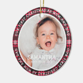 私たちの初めてのクリスマスとしてママ&パパは2枚の写真 セラミックオーナメント (左)