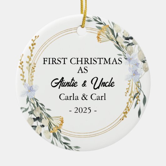 私たちの初めてのクリスマスとして叔母と叔父、ニュー叔母 セラミックオーナメント (正面)