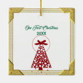 私たちの初めてのクリスマスとして祖母グランドパ2スワンおもしろい セラミックオーナメント (裏面)