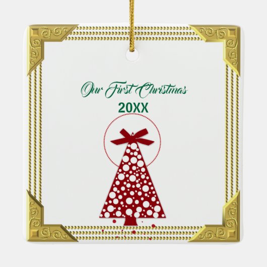 私たちの初めてのクリスマスとして祖母グランドパ2スワンおもしろい セラミックオーナメント (裏面)