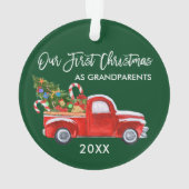 私たちの初めてのクリスマスとして祖父母トラックキャンディ オーナメント (裏面)
