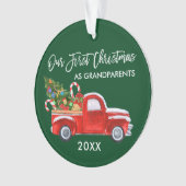 私たちの初めてのクリスマスとして祖父母トラックキャンディ オーナメント (正面)