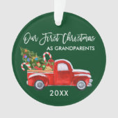 私たちの初めてのクリスマスとして祖父母トラックキャンディ オーナメント (正面)