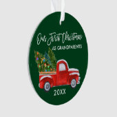 私たちの初めてのクリスマスとして祖父母トラックグリーン オーナメント (正面)