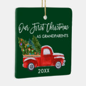 私たちの初めてのクリスマスとして祖父母トラックグリーン セラミックオーナメント (右)