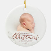 私たちの初めてのクリスマスとして祖父母バラゴールドフォイル セラミックオーナメント (裏面)