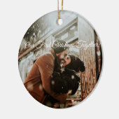 私たちの初めてのクリスマスとカスタム写真 セラミックオーナメント (左)
