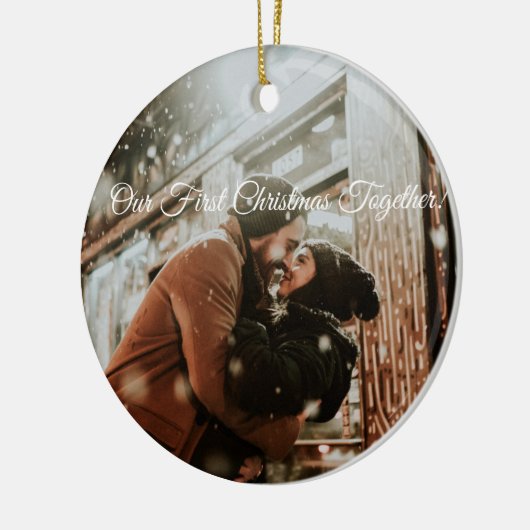 私たちの初めてのクリスマスとカスタム写真 セラミックオーナメント (左)