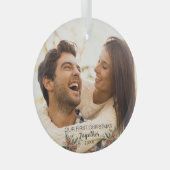 私たちの初めてのクリスマスのカップルのガラスオーナメント ガラスオーナメント (正面右)