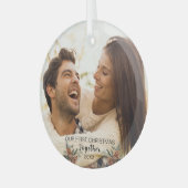 私たちの初めてのクリスマスのカップルのガラスオーナメント ガラスオーナメント (正面左)
