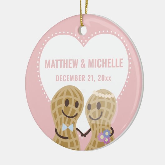 私たちの初めてのクリスマスのカップルの写真 セラミックオーナメント (左)