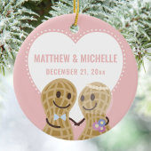 私たちの初めてのクリスマスのカップルの写真 セラミックオーナメント