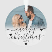 私たちの初めてのクリスマスのカップル2写真 オーナメント (裏面)