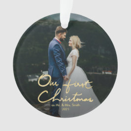私たちの初めてのクリスマスのシックな手書きクリスマス オーナメント