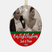 私たちの初めてのクリスマスのニューパーソナライズされたリュウズ写真 セラミックオーナメント (右)