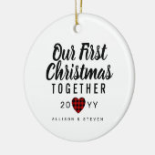 私たちの初めてのクリスマスのハート セラミックオーナメント (左)