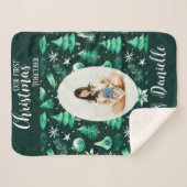 私たちの初めてのクリスマスのベビーマザーグリーン シェルパブランケット (正面(横))