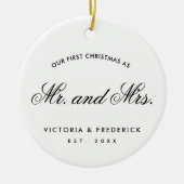 私たちの初めてのクリスマスのミセス・ブラック&ホワイト写真 セラミックオーナメント (正面)