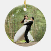 私たちの初めてのクリスマスのミセス・ブラック&ホワイト写真 セラミックオーナメント (裏面)