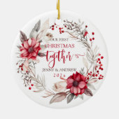 私たちの初めてのクリスマスのリース セラミックオーナメント (裏面)