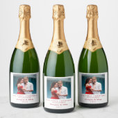 私たちの初めてのクリスマスの一緒パーソナライズされた写真 スパークリングワインラベル (ボトル)