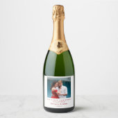 私たちの初めてのクリスマスの一緒パーソナライズされた写真 スパークリングワインラベル (正面)