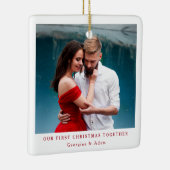 私たちの初めてのクリスマスの一緒パーソナライズされた写真 セラミックオーナメント (右)
