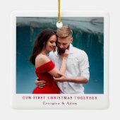 私たちの初めてのクリスマスの一緒パーソナライズされた写真 セラミックオーナメント (裏面)