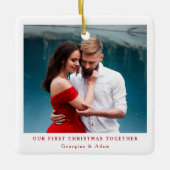 私たちの初めてのクリスマスの一緒パーソナライズされた写真 セラミックオーナメント (正面)