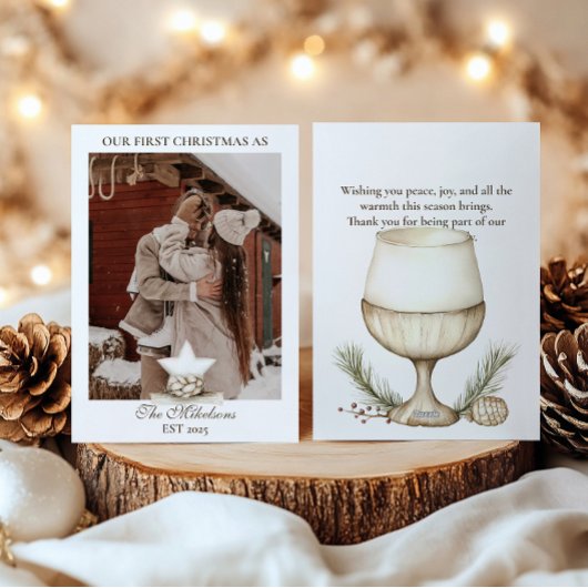 私たちの初めてのクリスマスの一緒素朴写真 シーズンカード