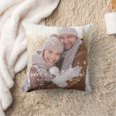 私たちの初めてのクリスマスの両面フォトホリデー クッション (ブランケット)