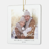 私たちの初めてのクリスマスの両面フォトホリデー セラミックオーナメント (左)