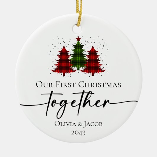 私たちの初めてのクリスマスの写真 セラミックオーナメント (正面)