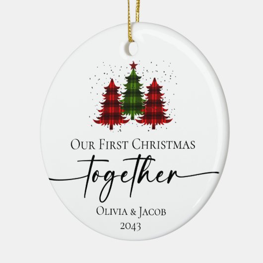 私たちの初めてのクリスマスの写真 セラミックオーナメント (左)