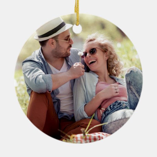 私たちの初めてのクリスマスの写真 セラミックオーナメント (裏面)