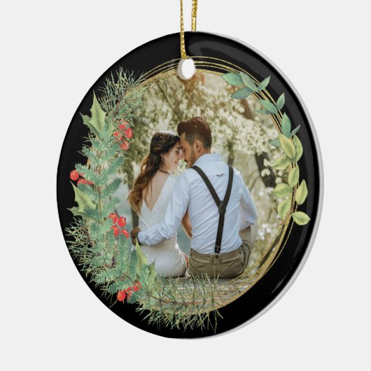 私たちの初めてのクリスマスの写真Mr.とMrs. セラミックオーナメント (左)