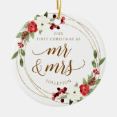 私たちの初めてのクリスマスの新しいクリスマスオーナメント セラミックオーナメント (正面)