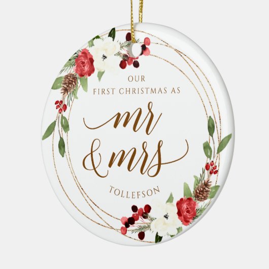 私たちの初めてのクリスマスの新しいクリスマスオーナメント セラミックオーナメント (左)