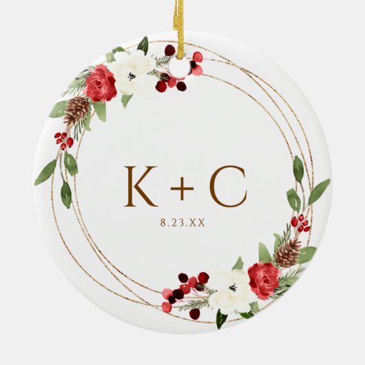 私たちの初めてのクリスマスの新しいクリスマスオーナメント セラミックオーナメント (裏面)