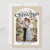 私たちの初めてのクリスマスの新しいフォトアーク市松模様に シーズンカード (正面)