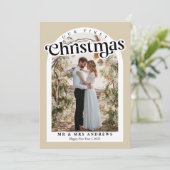 私たちの初めてのクリスマスの新しいフォトアーク市松模様に シーズンカード (スタンド正面)