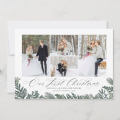 私たちの初めてのクリスマスの新しいホリデーフォトカード シーズンカード (正面)