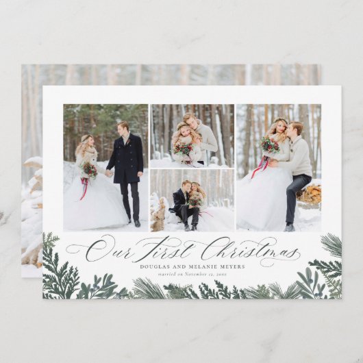 私たちの初めてのクリスマスの新しいホリデーフォトカード シーズンカード (正面/裏面)