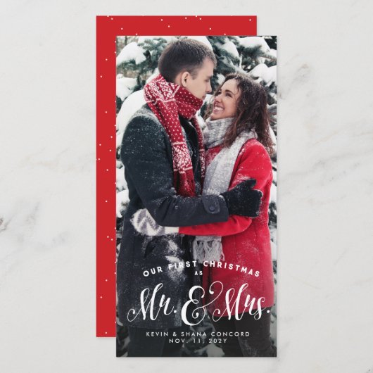 私たちの初めてのクリスマスの新しいホリデーフォトカード シーズンカード (正面/裏面)