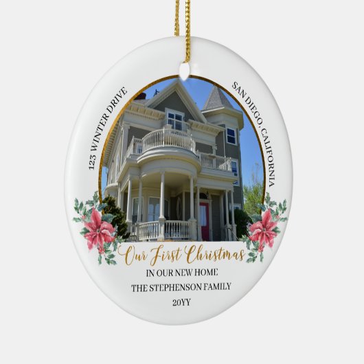 私たちの初めてのクリスマスの新しいホームホリデーフォト セラミックオーナメント (右)