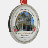 私たちの初めてのクリスマスの新しいホームホリデーフォト メタルオーナメント (右)