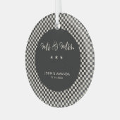 私たちの初めてのクリスマスの新しいレトロミスターとミセス ガラスオーナメント (正面左)