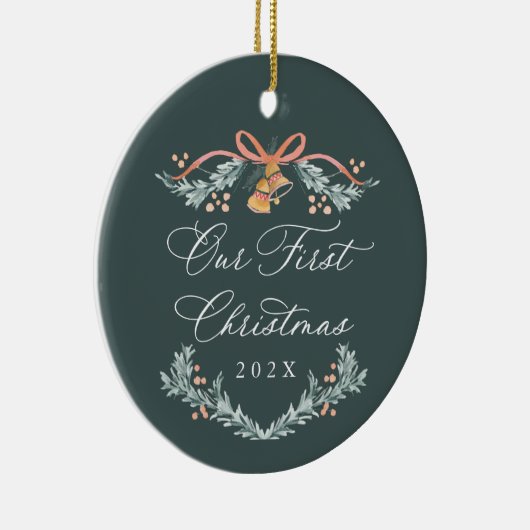 私たちの初めてのクリスマスの新しい写真オーナメント セラミックオーナメント (右)